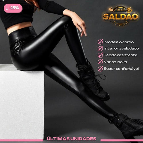 Calça de Couro Aveludada - HotLeg