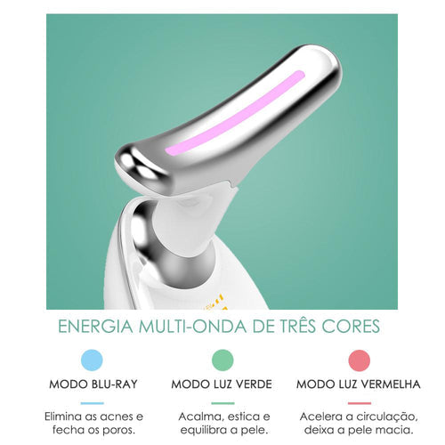 Massageador Rejuvenescedor com LED para Rosto e Pescoço - GlowRenew