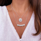 Colar Feminino 2 em 1 Coração e Trevo de 4 Folhas